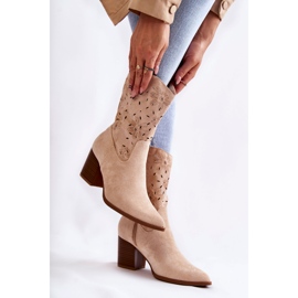 FB1 Botas De Mujer De Ante Con Beige Ariane Cowboy Boots 2 FB1 Botas De Mujer De Ante Con Beige Ariane Cowboy Boots 2
