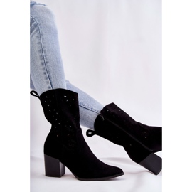 Botas De Mujer De Ante Con Botas Vaqueras Ariane Negras negro 7