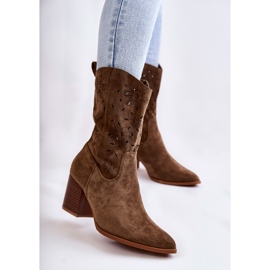 FB1 Botas Cowboy Mujer Ante Flores Caqui Ariane verde 1