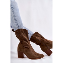 FB1 Botas Cowboy Mujer Ante Flores Caqui Ariane verde 8