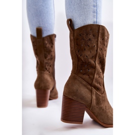 FB1 Botas Cowboy Mujer Ante Flores Caqui Ariane verde 5