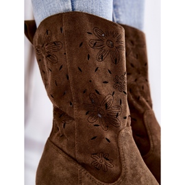 FB1 Botas Cowboy Mujer Ante Flores Caqui Ariane verde 7