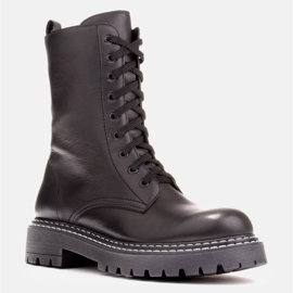 Marco Shoes Botas con cordones y dobladillo en la parte inferior negro 1