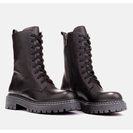 Marco Shoes Botas con cordones y dobladillo en la parte inferior negro 3