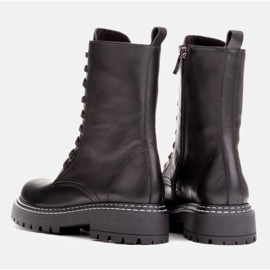 Marco Shoes Botas con cordones y dobladillo en la parte inferior negro 4