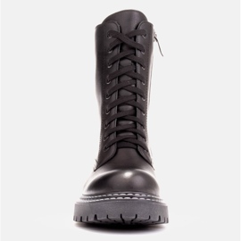 Marco Shoes Botas con cordones y dobladillo en la parte inferior negro 2
