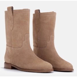 Marco Shoes Botas "tubo" tacón bajo beige 6