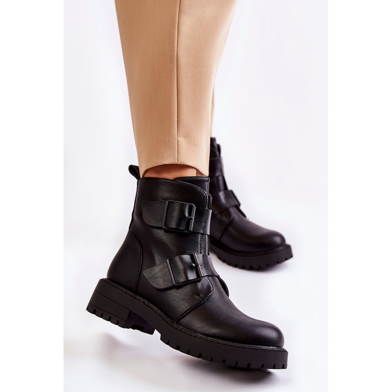 Botas De Mujer De Piel Con Cremallera Negro Gritta 1