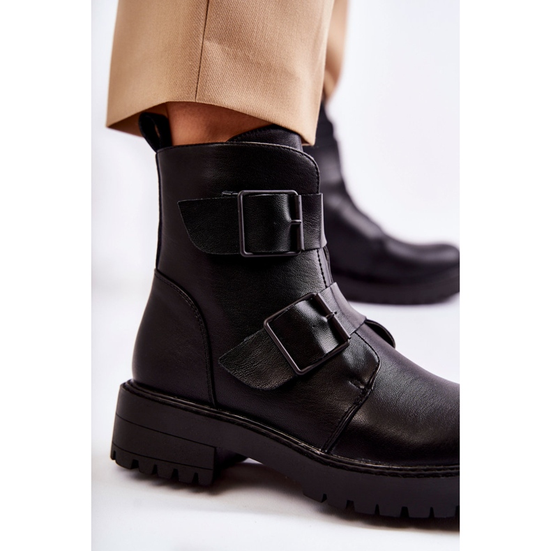 Botas De Mujer De Piel Con Cremallera Negro Gritta 2