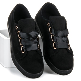 Ideal Shoes Deportivas De Ante Con Lazo negro 2