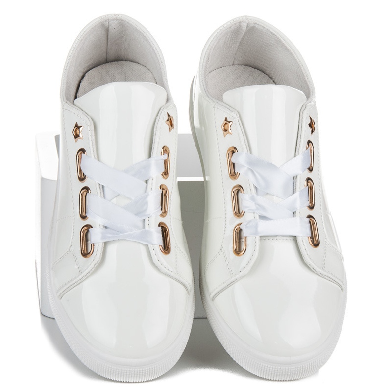 Ideal Shoes Deportivas Lacadas Con Lazo blanco 1 Ideal Shoes Deportivas Lacadas Con Lazo blanco 1