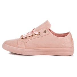 Ideal Shoes Deportivas de ante con lazo rosado 2