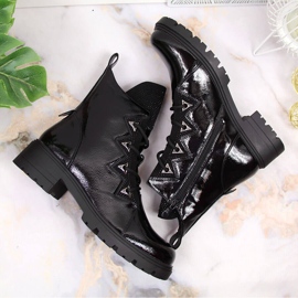 S.Barski Botas de charol negro con lentejuelas de S. Bararski 3