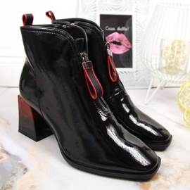 S.Barski Botas lacadas aislantes para mujer con tacón decorativo S. Bararski OLI183 negro 2