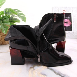 S.Barski Botas lacadas aislantes para mujer con tacón decorativo S. Bararski OLI183 negro 3