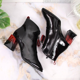 S.Barski Botas lacadas aislantes para mujer con tacón decorativo S. Bararski OLI183 negro 4