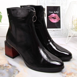 Botas con aislamiento para mujer lacadas con tacón decorativo Potocki WOL98 negro 2