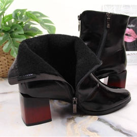 Botas con aislamiento para mujer lacadas con tacón decorativo Potocki WOL98 negro 3