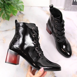 Botas con aislamiento para mujer lacadas con tacón decorativo Potocki WOL99 negro 1