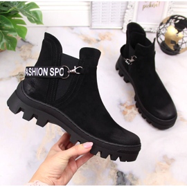 Botines Chelsea de mujer en ante con plataforma Potocki negra negro 1 Botines Chelsea de mujer en ante con plataforma Potocki negra negro 1