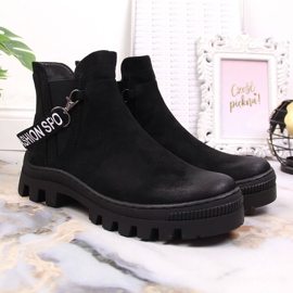 Botines Chelsea de mujer en ante con plataforma Potocki negra negro 2
