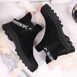 Botines Chelsea de mujer en ante con plataforma Potocki negra negro 3