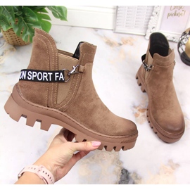 Botines Chelsea de mujer en ante con plataforma marrón Potocki 1