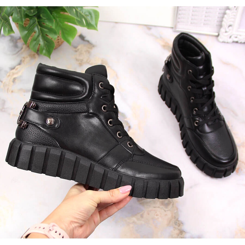 Trabajadoras de plataforma de mujer con decoración Potocki negra negro 1