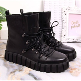 Negro Botas cálidas de mujer con plataforma Potocki WOL108A 2