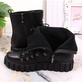 Negro Botas cálidas de mujer con plataforma Potocki WOL108A 3