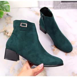 M. DASZYŃSKI Botas cálidas de ante verde para mujer Daszyński SAN3B 1