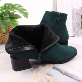 M. DASZYŃSKI Botas cálidas de ante verde para mujer Daszyński SAN3B 3