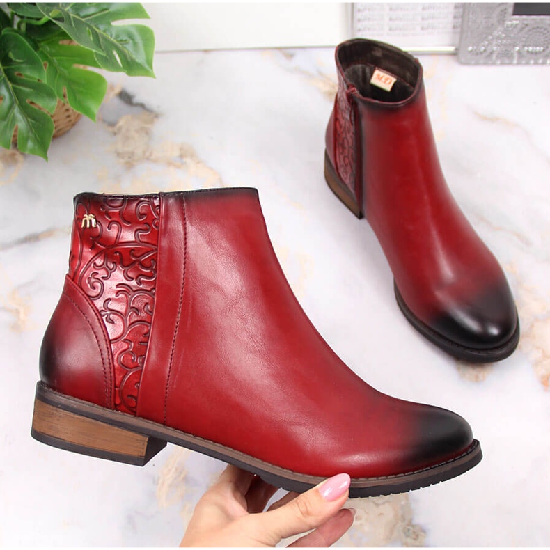 M. DASZYŃSKI Rojo Botas cálidas Jodhpur para mujer Daszyński SAN4B 1 M. DASZYŃSKI Rojo Botas cálidas Jodhpur para mujer Daszyński SAN4B 1