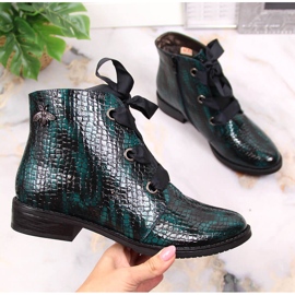 M. DASZYŃSKI Botas lacadas para mujer insuladas croco verde Daszyński SAN5B 2
