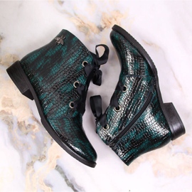 M. DASZYŃSKI Botas lacadas para mujer insuladas croco verde Daszyński SAN5B 4