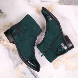 M. DASZYŃSKI Green Daszyński SAN6 botas de mujer verdes con cremallera y aislamiento 4
