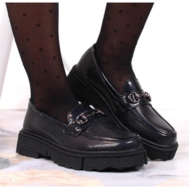 Mocasines mujer perforados lacados en negro Filippo 7