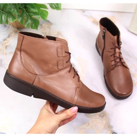 Botas cómodas de cuero marrón para mujer con aislamiento marrón Łukbut LUK1816B 1 Botas cómodas de cuero marrón para mujer con aislamiento marrón Łukbut LUK1816B 1