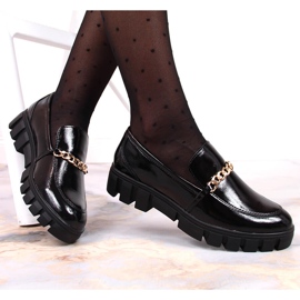 Mocasines de mujer lacados en negro con cadena de Sergio Leone 2