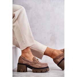 PL5 Zapatos De Tacón Alto De Ante Con Adorno Lurdes Marrón Dorado beige 7