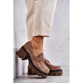 PL5 Zapatos De Tacón Alto De Ante Con Adorno Lurdes Marrón Dorado beige 8