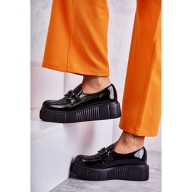 PL5 Zapatos de cuero de moda en la plataforma Black Marsol negro 5
