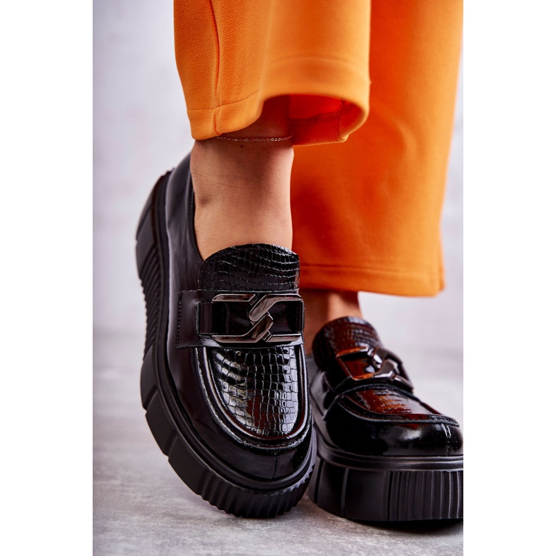 PL5 Zapatos de cuero de moda en la plataforma Black Marsol negro 2