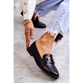 FB2 Mocasines De Mujer De Piel Con Adorno Kerrie Negro 4