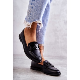 FB2 Mocasines De Mujer De Piel Con Adorno Kerrie Negro 7