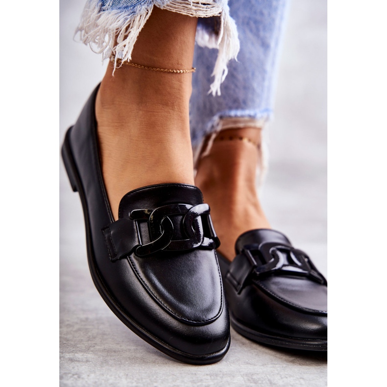 FB2 Mocasines De Mujer De Piel Con Adorno Kerrie Negro 2