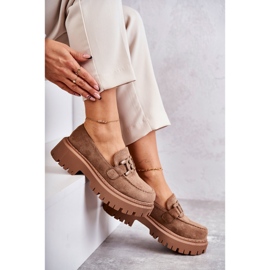 FB2 Zapatos Brogue De Mujer De Ante Con Adorno Leeza Beige Oscuro 6