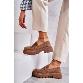 FB2 Zapatos Brogue De Mujer De Ante Con Adorno Leeza Beige Oscuro 4