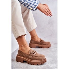FB2 Zapatos Brogue De Mujer De Ante Con Adorno Leeza Beige Oscuro 8