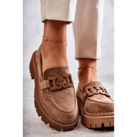 FB2 Zapatos Brogue De Mujer De Ante Con Adorno Leeza Beige Oscuro 3